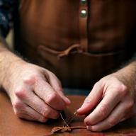 Master leather crafter at work