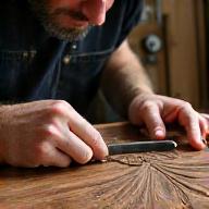 Woodworker carving intricate details
