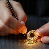 Jewelry designer setting a stone
