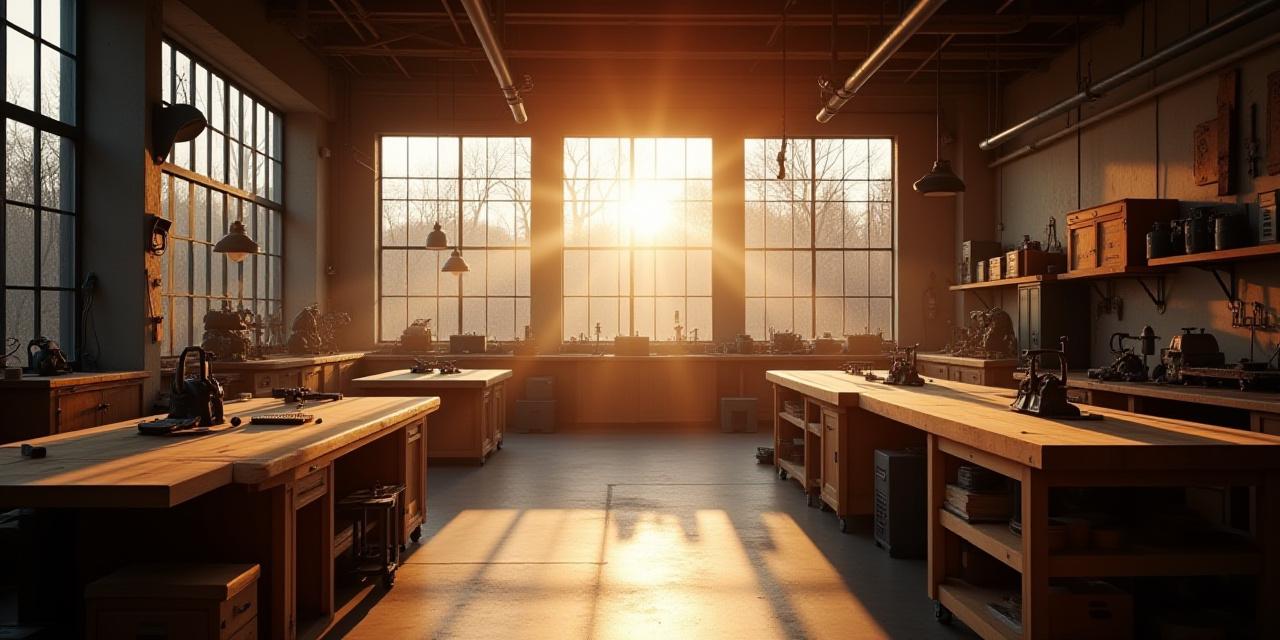 Artisan working in a beautifully lit modern workshop